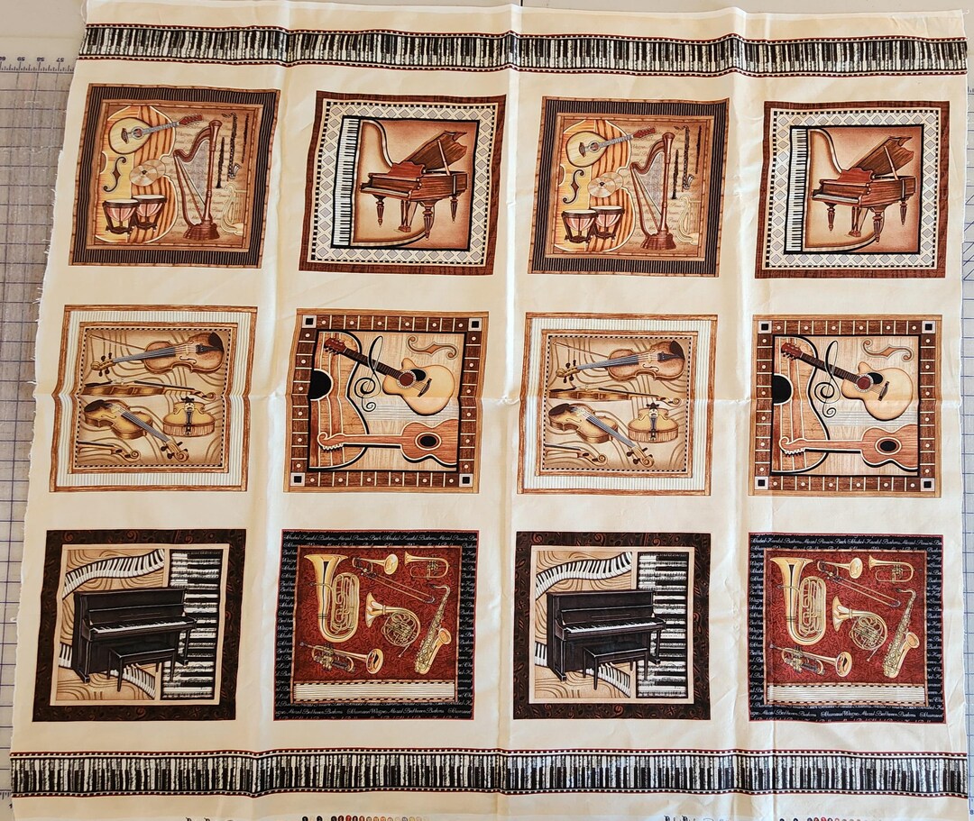 Otton A Instrument Musical Instrument Quality Quilters Cotton Fabric Panel, Perfect Pitch ...