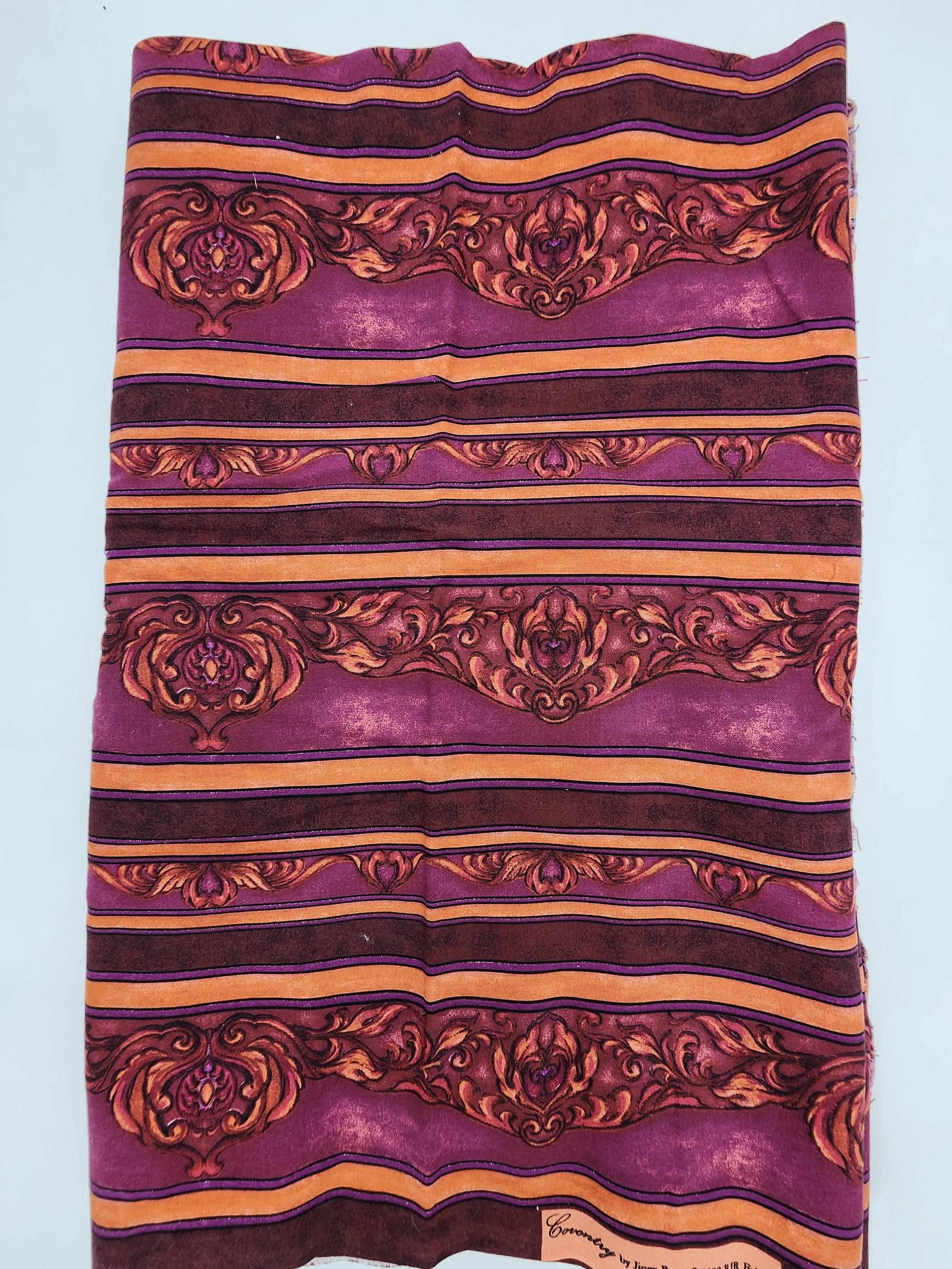 purple, orange, raspberry cotton fabric, Coventry by Jinny Beyer 2008 RJR fabrics, striped quality quilters cotton fabric