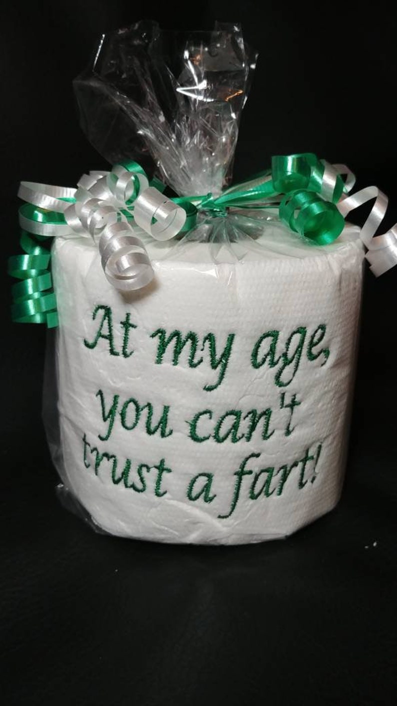 embroidered Can't Trust a Fart toilet paper, white elephant gag gift, birthday gift, gag gift for him, old age gag gift, over the hill gift Green