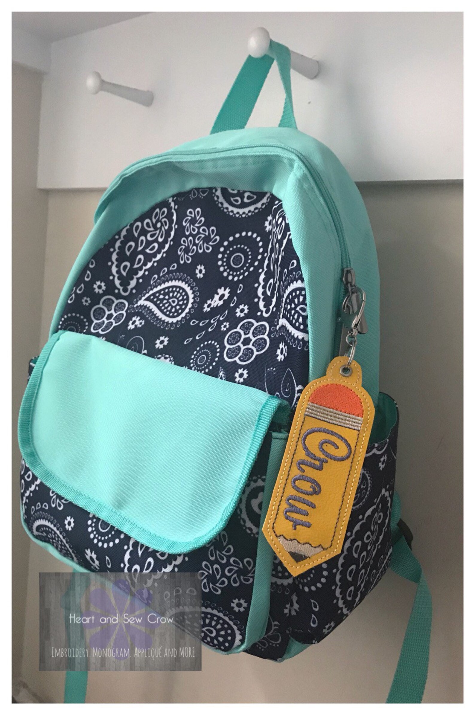 Personalized Bookbag Tag Back to School Pencil Keyring Etsy