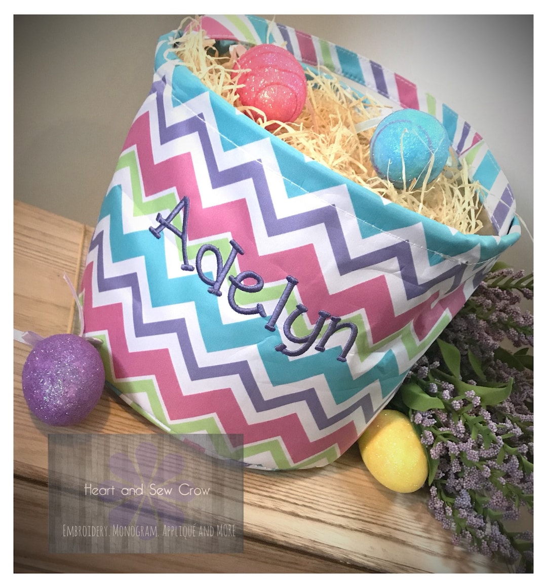 Pink Personalized Chevron Easter Basket Etsy