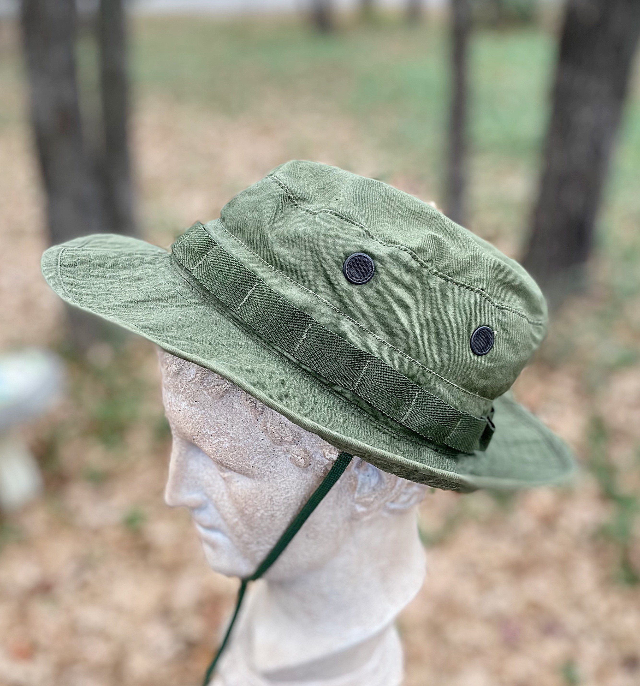 1960's Vietnam Era 1968 Boonie Hat Solid Cotton Oxford OG107 1960's Vietnam Era 1968 Boonie Hat Solid Cotton Oxford OG107