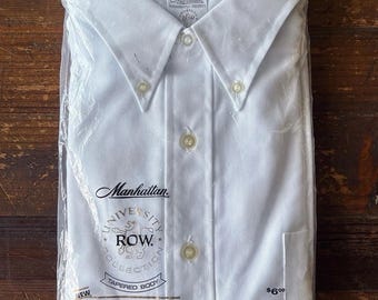 Manhattan University Row Oxford Cloth Button Doen Tapered Dress Shirt White L