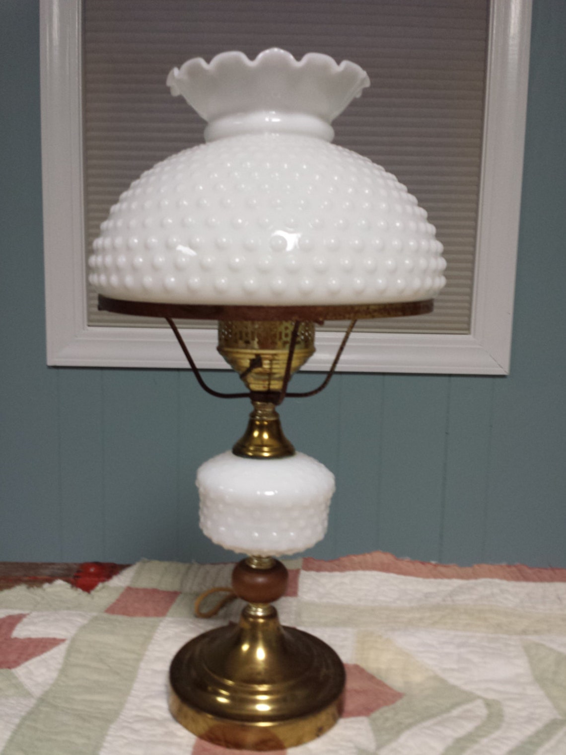Fenton Lamp 1950s White Hobnail Etsy