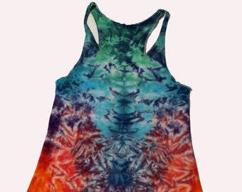 rainbow sunset unique tie dye festival street wear hand dyed gift for her