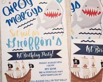 nautical 1st birthday invitation etsy