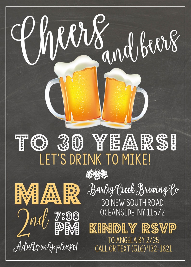 Cheers And Beers To 30 Years Invitation Template Free
