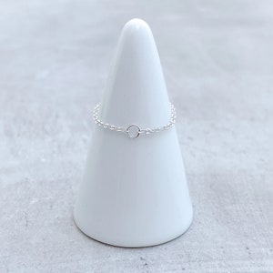 KETTINGring 925 sterling zilver, stapelring, zilveren ring, sterling zilveren ring, sierlijke kettingring, zilveren schakelring, gelaagde kettingring