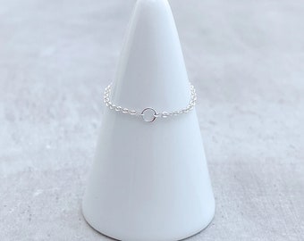 チェーンリング 925 スターリングシルバー、スタッキングリング、シルバーリング、スターリングシルバーリング、華奢なチェーンリング、シルバーリンクリング、レイヤードチェーンリング
