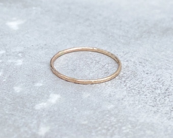 HAMMERED Skinny Ring 14ct Yellow Gold Filled-Midi Ring-Stack Ring-Skinny Gold Filled Ring-Handmade Ring-Hammered Ring Band-Ring-Skinny Ring