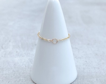 CHAIN Ring 14ct Yellow Gold Filled, Stacking Yellow Gold Ring, Yellow Gold Ring, Dainty Chain Ring, Gold Link Ring, Layering Chain Ring