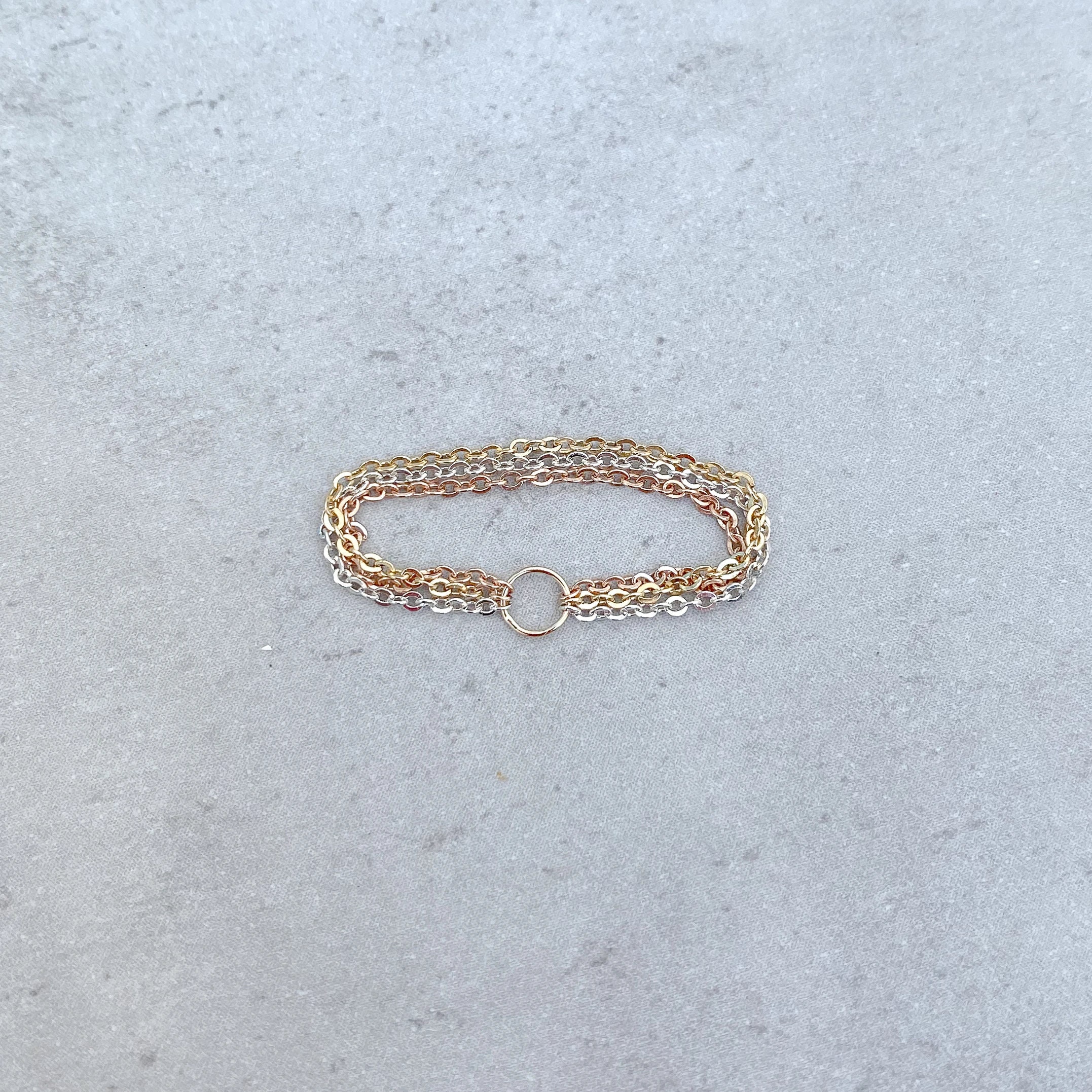 Stack With Trinity Ring Trinity Chain Ring, Mixed Metal Stacking Rings, Silver Ring, Sterling ...