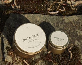 HORA DORADA / Vela de soja perfumada de 237 ml inspirada en California / Velas de viaje inspiradas en la naturaleza / Velas de recuerdo