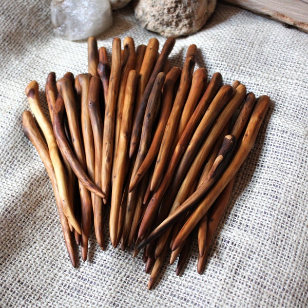 Hand Carved Texas Juniper Wood Hair Stick Shawl Pin