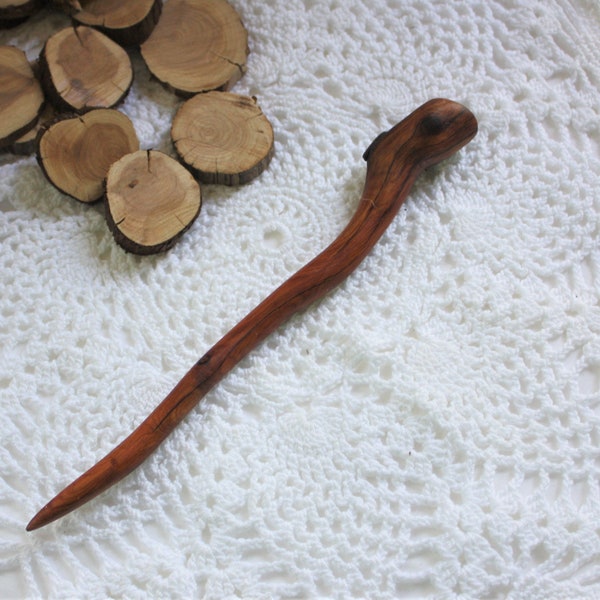 JUNIPER Wood Shawl stick, Hair Stick, Hair Pin, Shawl Pin Hand carved OOAK