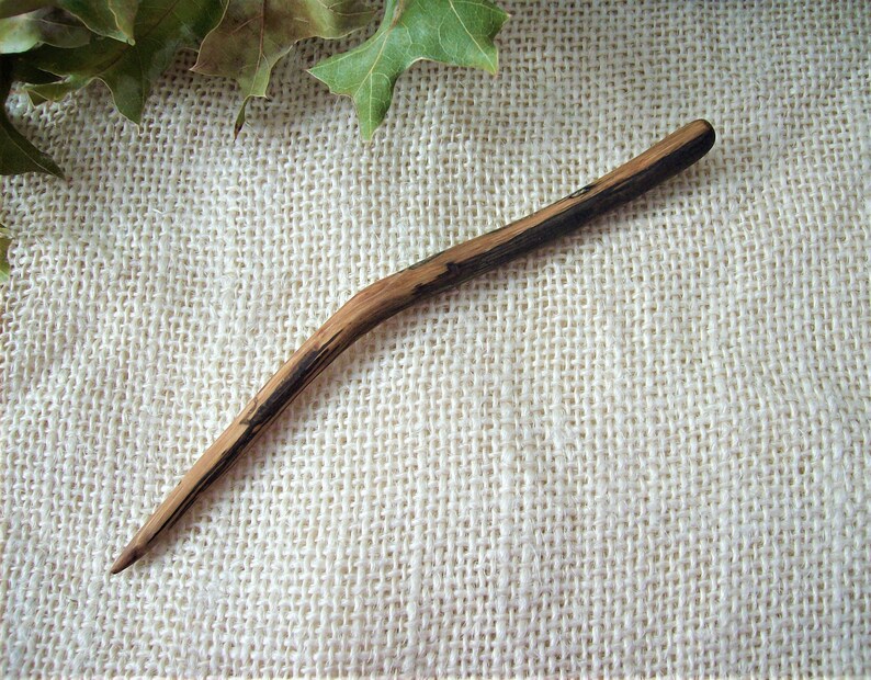SPALTED OAK Wood Shawl stick Shawl Pin Hand carved. Hair Pin Hair Stick