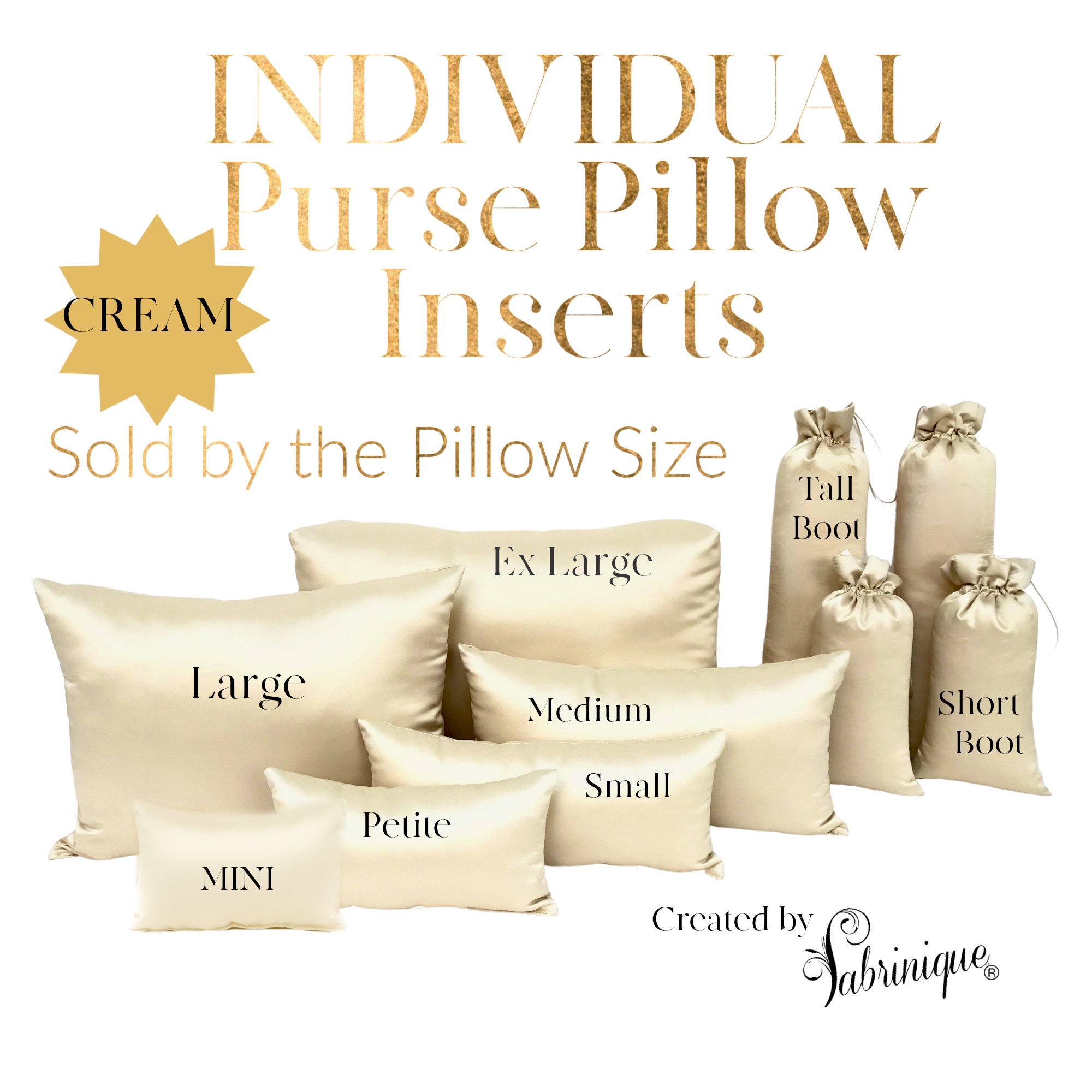 PURSE PILLOW INSERTS - Individual Sizes - Fabrinique