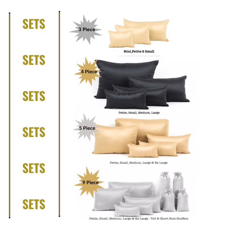Puede incluir: Un juego de seis fundas de almohada de diferentes tama&ntilde;os, incluyendo mini, peque&ntilde;a, peque&ntilde;a, mediana, grande y extra grande. Las fundas de almohada est&aacute;n hechas de un material suave y sedoso y est&aacute;n disponibles en una variedad de colores.