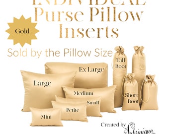 Fabrinique Gold Purse Pillow Forms |Sateen Inserts| Boot Stuffers | Pillows Sold Separately| Designer Handbag Stuffers to Prevent Creasing