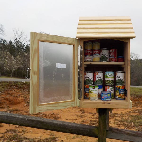 Spring Sale, Unfinished, Little Free Pantry or Book box, Free Shipping, ships quickly,  2 SHELF, weather resistant, assembled