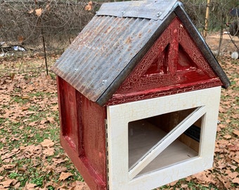 Reclaimed Tin Roof Book Exchange, Gable Style, Weather Resistant