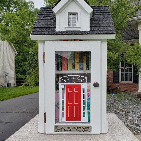 Dormer Style, Shingled Roof, Library book exchange box, 2-SHELF, FREE SHIPPING, weather resistant, fully assembled, optional graphics