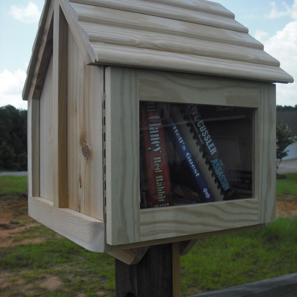 Unfinished Cedar Little Lending Library, Weather Tight, Fully Assembled (24x17x17)
