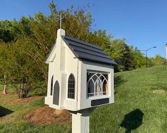 Painted Church Little Free Library, Post Mount Included