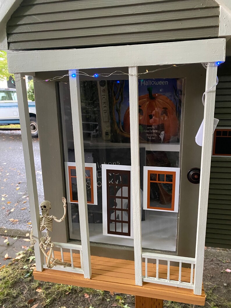 Custom “L” Shaped Library, Pantry, and Geocache, Shingled Roof, Front ...