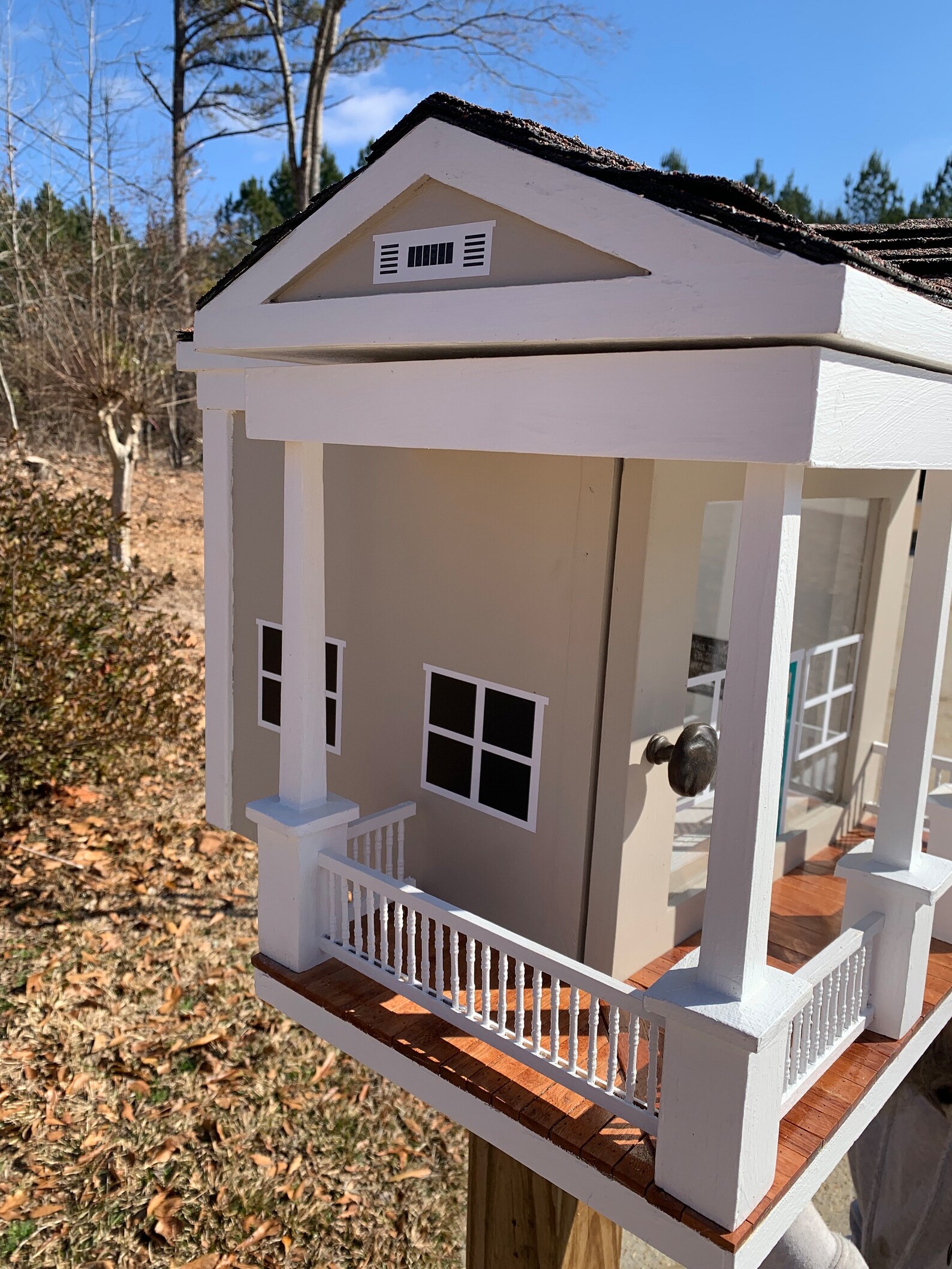 L-shaped Library Shingled Roof With Porch and Railing - Etsy