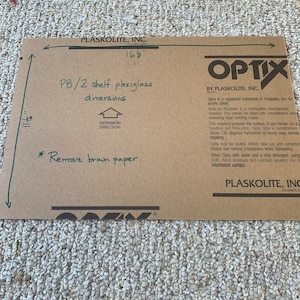 2sh/PB Replacement plexiglass, 2 shelf/PB size, includes shipping