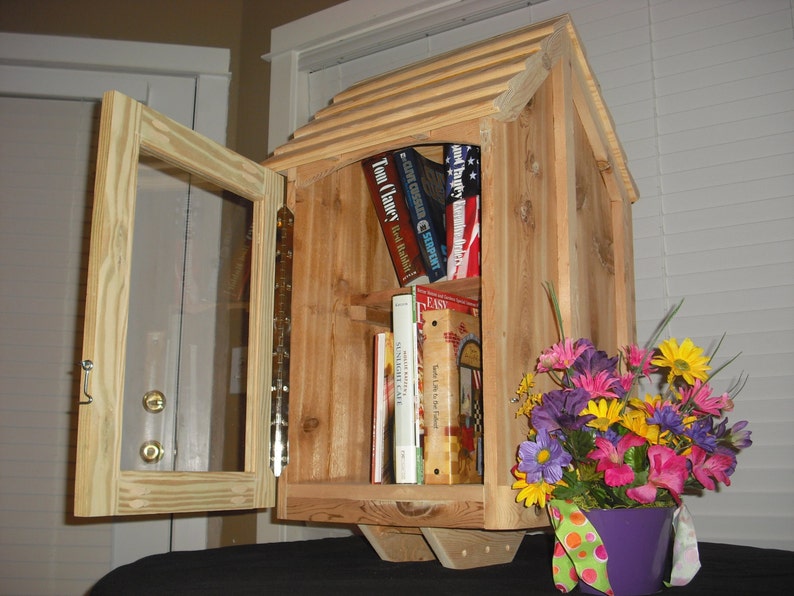 2 shelf Unfinished Library book exchange box FREE SHIPPING Etsy