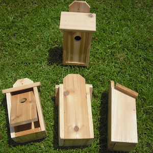 Spring Special: Cedar bird house for blue birds and wrens, with clean out panel image 2