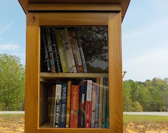 Stained Cedar Neighborhood Book Exchange, Weatherproof Lending Library