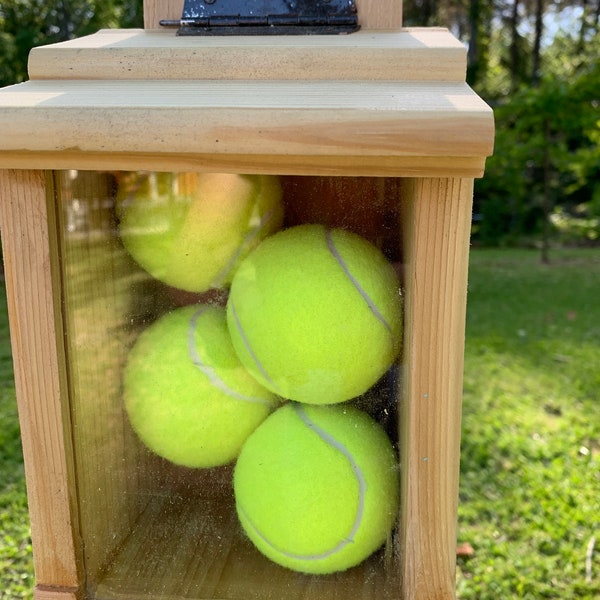 Doggy Park, "Play Ball" Treat Box, cedar, easy to operate, available in unfinished and painted or varnished boxes TENNIS BALLS not included.