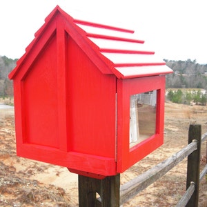 Painted Cedar Neighborhood Book Exchange, Post Mount Included image 4