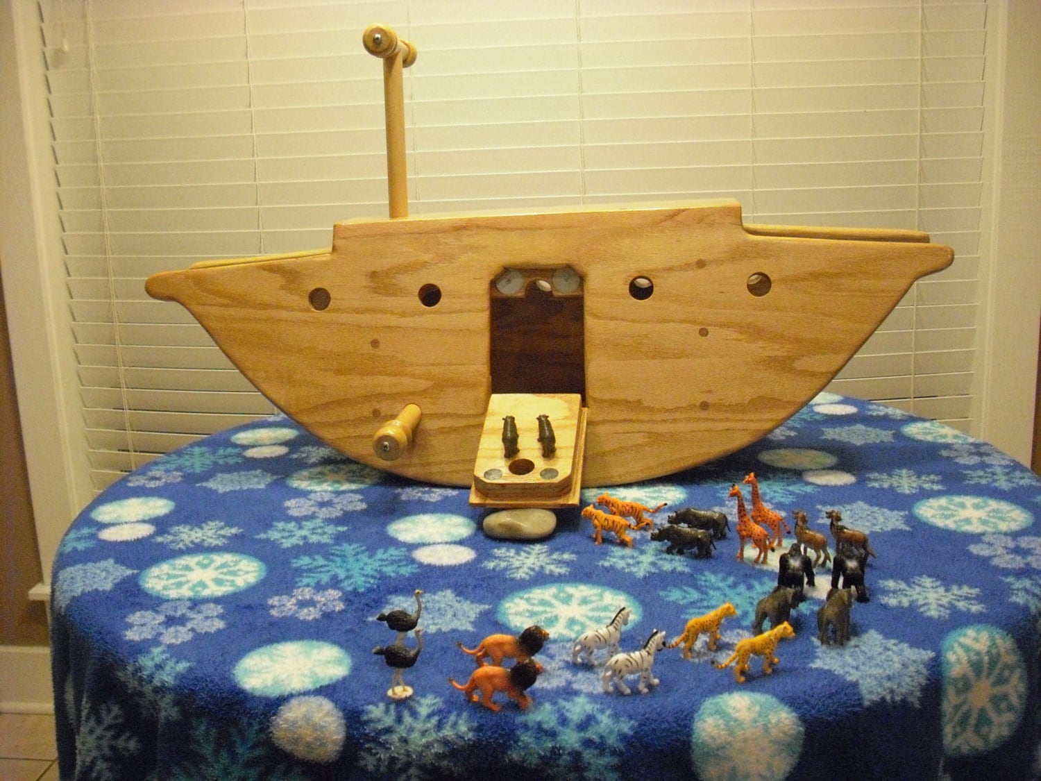 Solid Oak Noah's Rocking Ark - Handmade Wooden Riding Toy