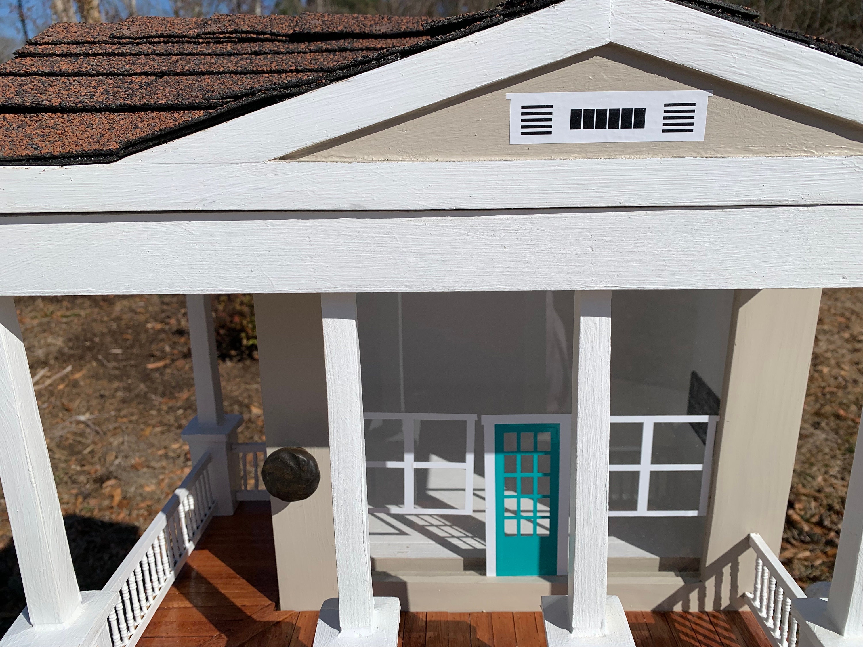 L-shaped Library Shingled Roof With Porch and Railing - Etsy