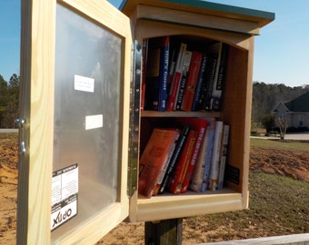Unfinished Cedar Book Exchange Box, Neighborhood Lending Library, with Post Mount