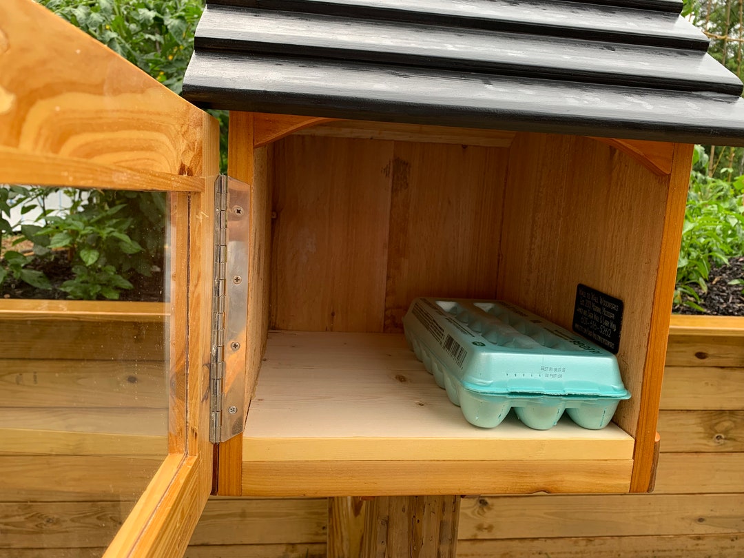 Custom Egg Box, Little House on a Stick, STAINED, Choice of Roof Color