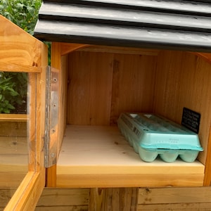 Egg box, Custom, Little house on a stick, STAINED, choice of roof color, weather resistant, fully assembled with post mount and vents