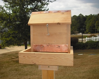 Cedar Squirrel Feeder with Copper, Post Mount