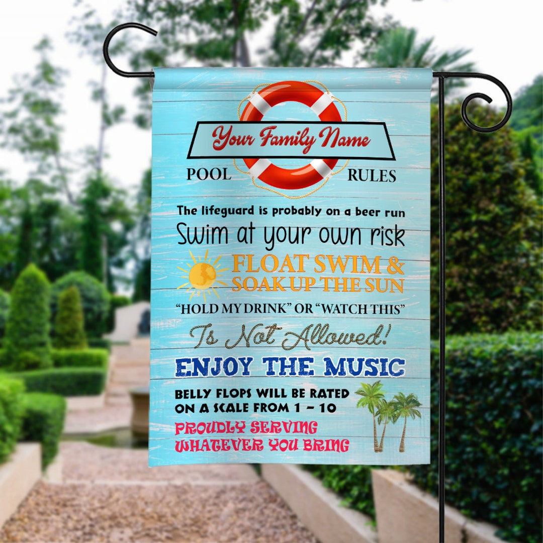 Personalized Swimming Pool Flag Summer Flag Pool Decor Etsy