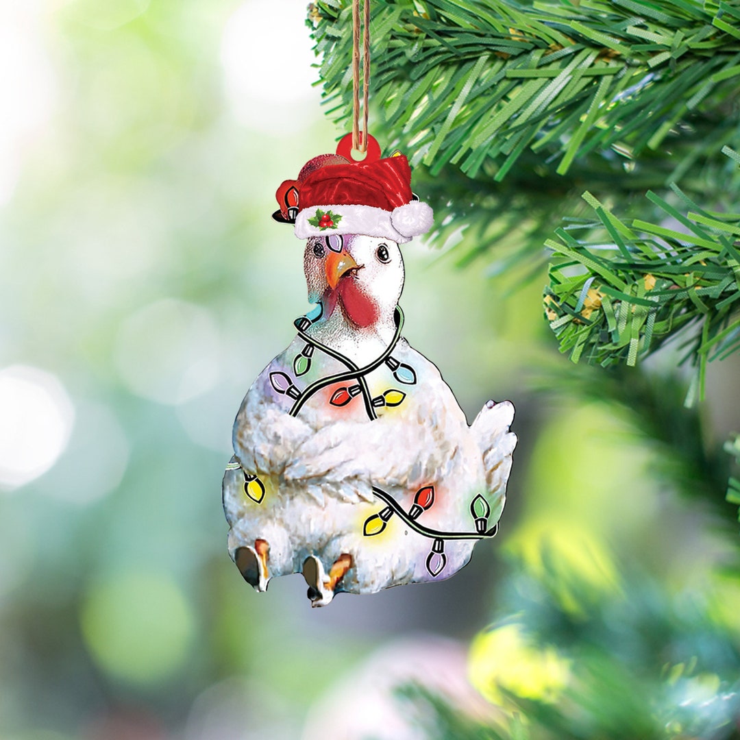 Chicken Christmas Ornament Chicken Christmas Lights Ornament Etsy