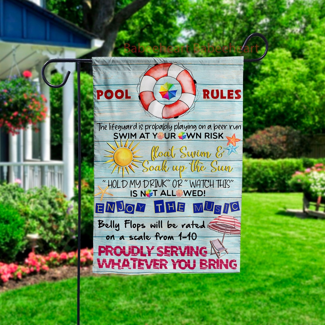 Swimming Pool Flag Summer Flag Pool Decor Pool Rules Flag Etsy