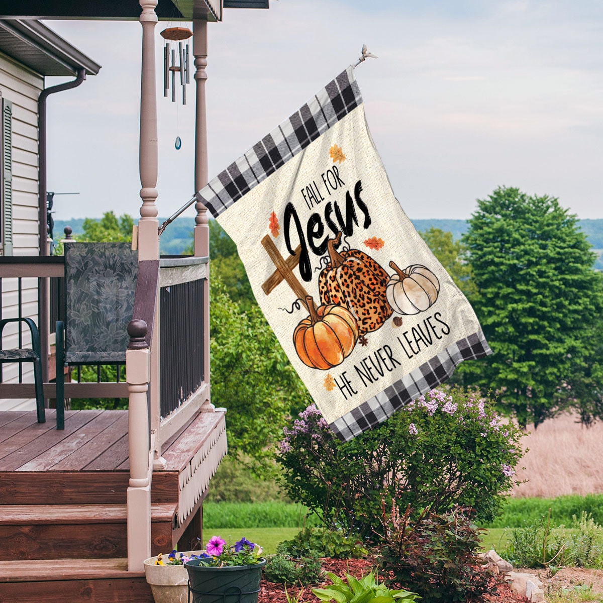 Discover Fall Thanksgiving Flag Fall For Jesus He Never Leaves Thanksgiving Pumpkins House