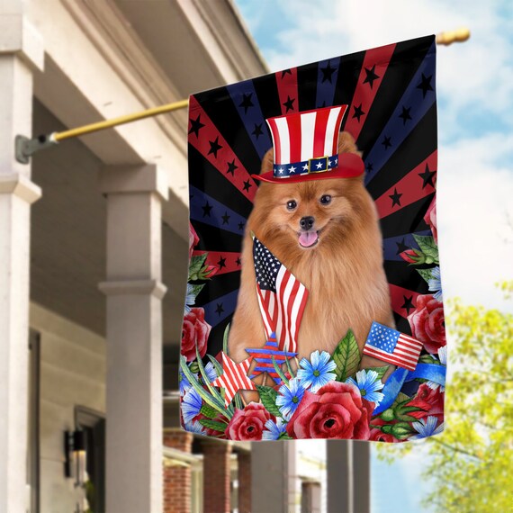 Tan Patriotic Pomeranian 4th of July Dog Party Favors and Gifts Button 2.25" 