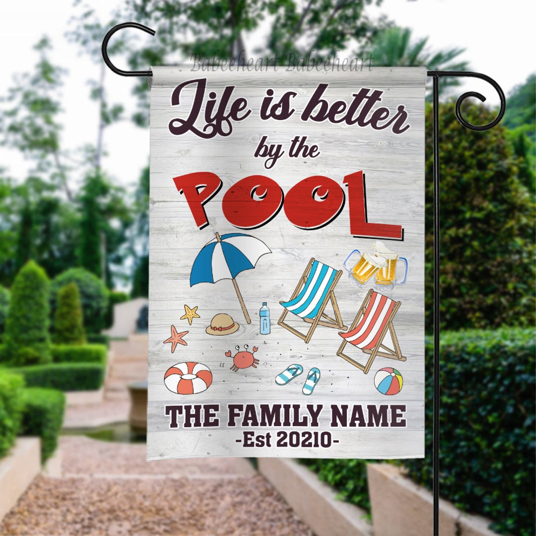 Swimming Pool Flag Summer Flag Pool Decor Custom Name Pool Etsy