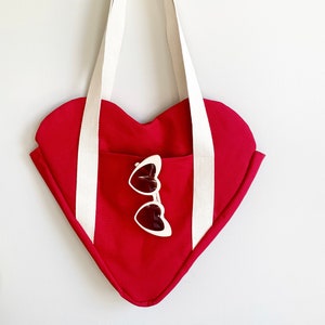 Red Heart Tote with White Straps