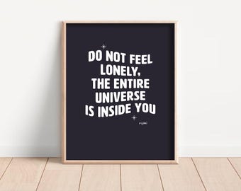 Lámina artística con cita inspiradora del universo: decoración de pared cósmica